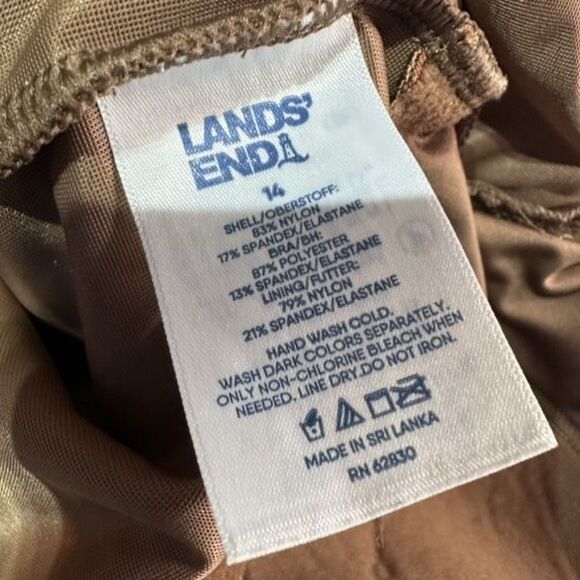 Lands' End Tummy Control UPF 50 Asymmetrical Swimsuit Brown SZ 14 Large - Picture 10 of 11